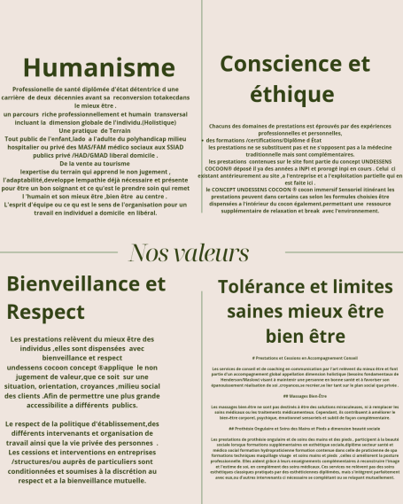 Valeurs de l'entreprise UNDESSENS COCOON CONCEPT ® Valeurs de l'entreprise